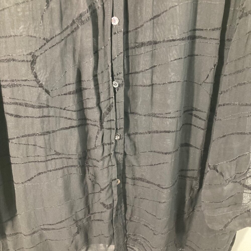 Womens Chicos Long Sleeve Burnout Sheer Button Shirt Black L Rayon - Picture 7 of 10